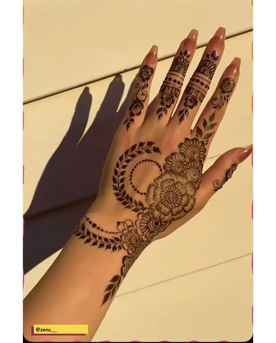 Soft Bead Back Hand Mehndi Design Structure